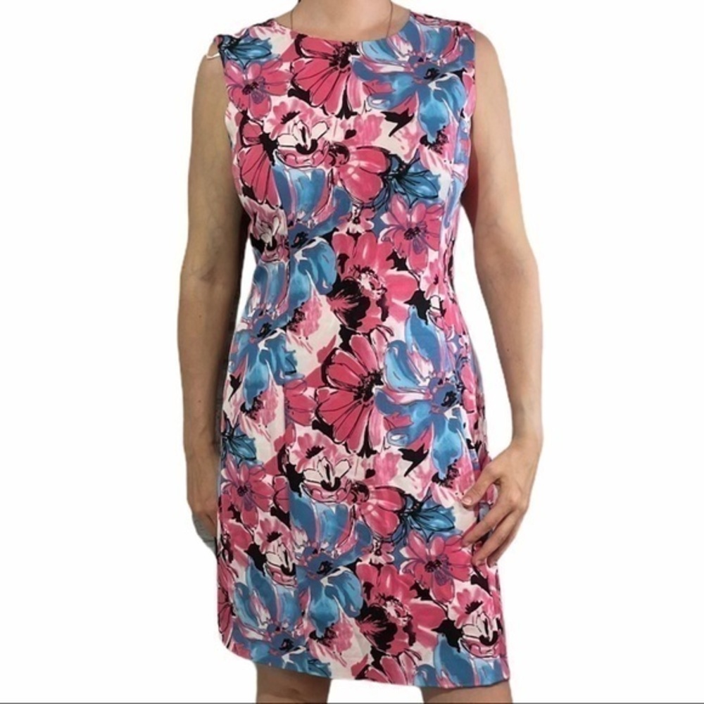 JOHN MILLER Pink Sky Blue Abstract Sheath 8